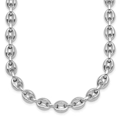 Sterling Silver Rhodium-plated Polished 7mm Puffed Mariner Link 18 inch Necklace QG6919-18