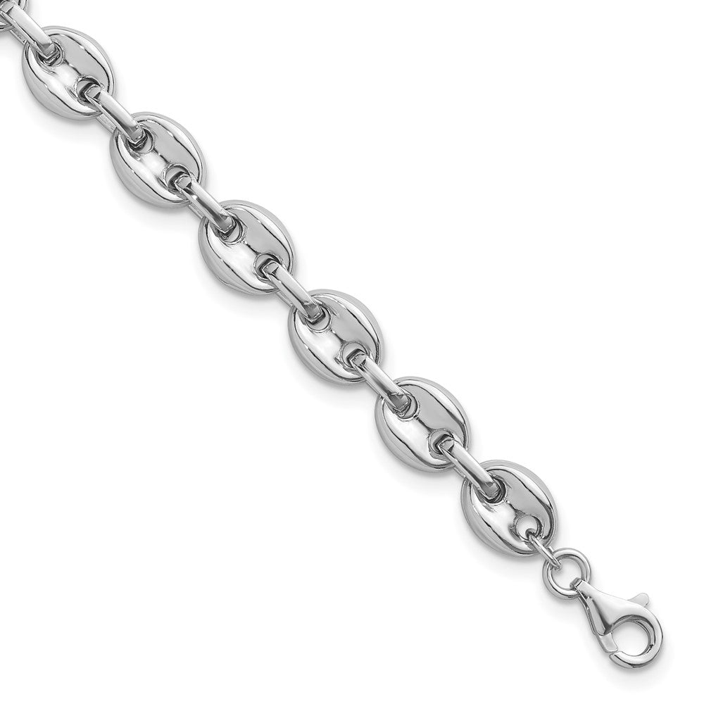 Sterling Silver Rhodium-plated Polished 7mm Puffed Mariner Link 7.75 inch Bracelet QG6919-7.75