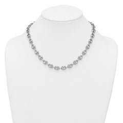 Sterling Silver Rhodium-plated Puffed Anchor/Mariner Link 18 inch Necklace QG6920-18