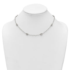 Sterling Silver Puffed Anchor/Mariner Link and Chain 7-Station 17 inch with 1.5 inch Extension Necklace QG6922-17