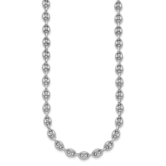 Sterling Silver Rhodium-plated Puffed Anchor/Mariner Link 18 inch Necklace QG6923-18