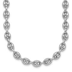 Sterling Silver Rhodium-plated Puffed Anchor/Mariner Link 18 inch Necklace QG6923-18