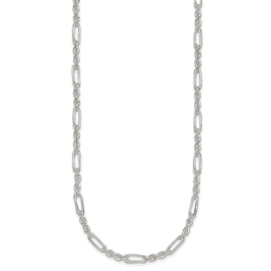 Sterling Silver Polished 4.0mm Figaro Rope 18 Inch Necklace QG6925-18