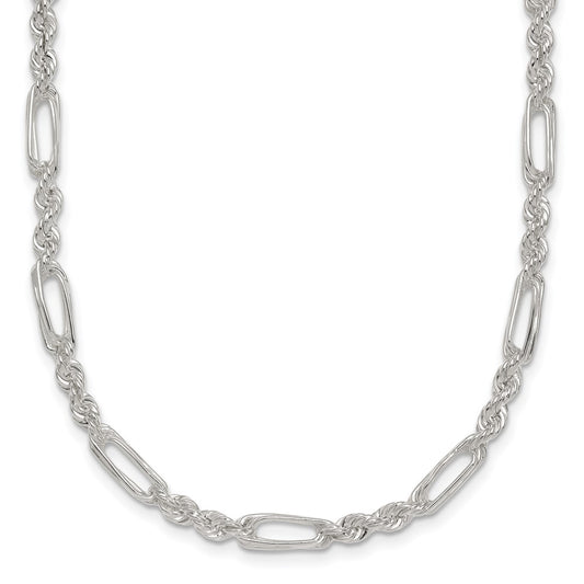 Sterling Silver Polished 4.0mm Figaro Rope 18 Inch Necklace QG6925-18
