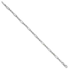 Sterling Silver Polished 4.0mm Figaro Rope 7.5 Inch Bracelet QG6925-7.5
