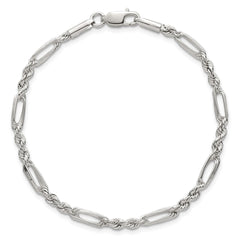 Sterling Silver Polished 4.0mm Figaro Rope 7.5 Inch Bracelet QG6925-7.5