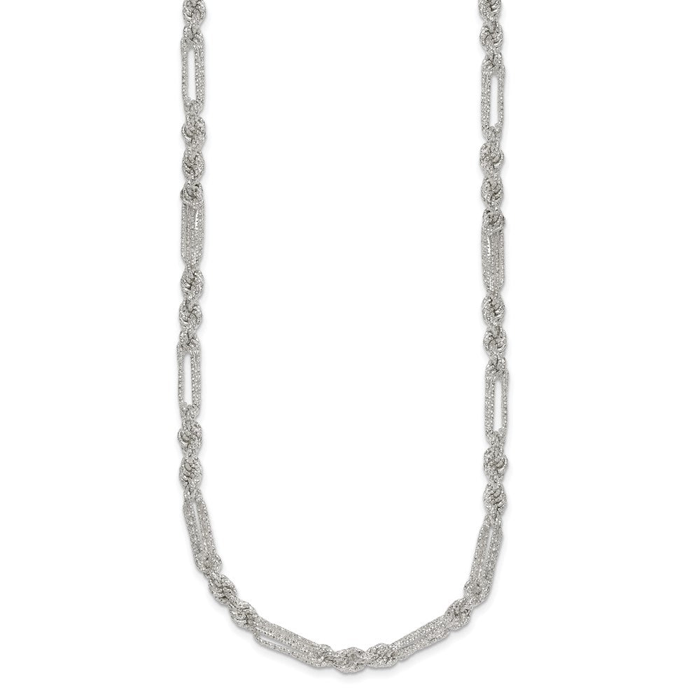 Sterling Silver Polished Textured 4.5mm Figaro Rope 18 inch Necklace QG6926-18