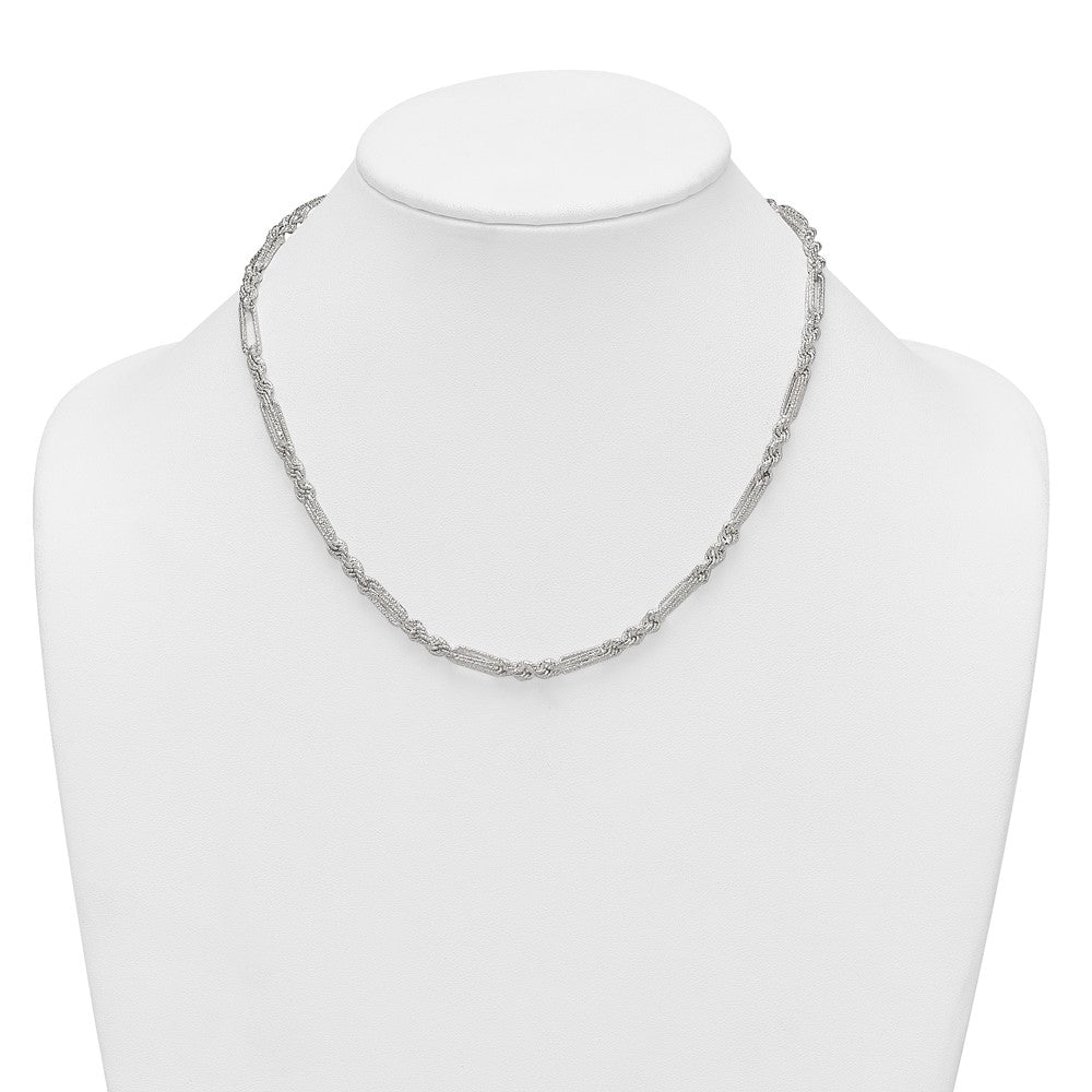 Sterling Silver Polished Textured 4.5mm Figaro Rope 18 inch Necklace QG6926-18