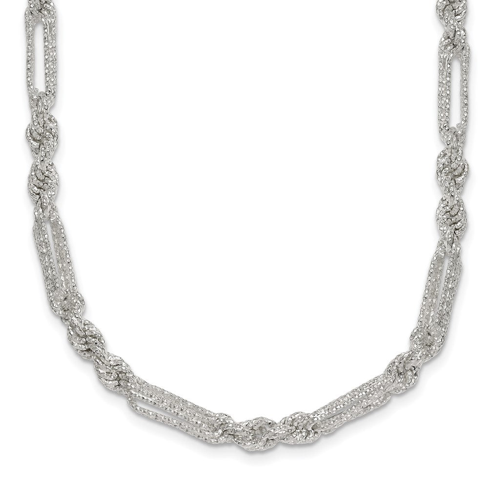 Sterling Silver Polished Textured 4.5mm Figaro Rope 18 inch Necklace QG6926-18