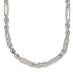 Sterling Silver Polished Textured 4.5mm Figaro Rope 18 inch Necklace QG6926-18