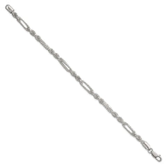 Sterling Silver Polished Textured 4.5mm Figaro Rope 7.5 inch Bracelet QG6926-7.5