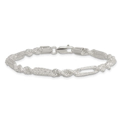 Sterling Silver Polished Textured 4.5mm Figaro Rope 7.5 inch Bracelet QG6926-7.5