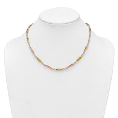 Sterling Silver Rose-tone and Gold-tone Polished 4.5mm Figaro Rope 18 Inch Necklace QG6927-18