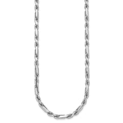 Sterling Silver Rhodium-plated Polished 4.75mm Figaro Rope Chain 19.75 inch Necklace QG6928-20