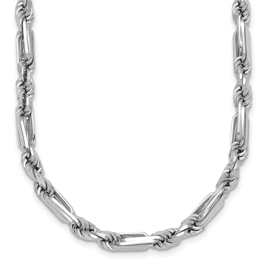 Sterling Silver Rhodium-plated Polished 4.75mm Figaro Rope Chain 19.75 inch Necklace QG6928-20
