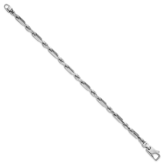Sterling Silver Rhodium-plated Polished 4.75mm Figaro Rope Chain 8 inch Bracelet QG6928-8