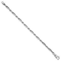Sterling Silver Rhodium-plated Polished 4.75mm Figaro Rope Chain 8 inch Bracelet QG6928-8