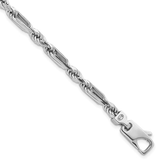 Sterling Silver Rhodium-plated Polished 4.75mm Figaro Rope Chain 8 inch Bracelet QG6928-8