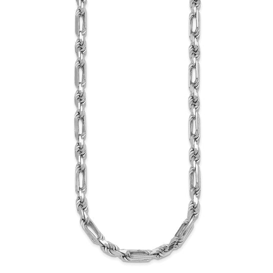 Sterling Silver Rhodium-plated Polished 5.5mm Figaro Rope Chain 20 inch Necklace QG6929-20