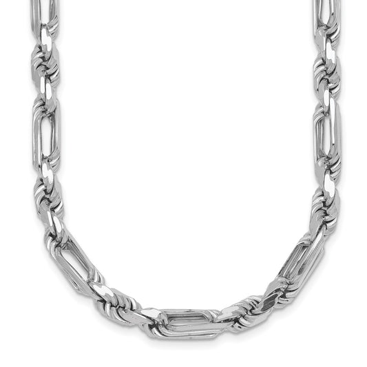 Sterling Silver Rhodium-plated Polished 5.5mm Figaro Rope Chain 20 inch Necklace QG6929-20