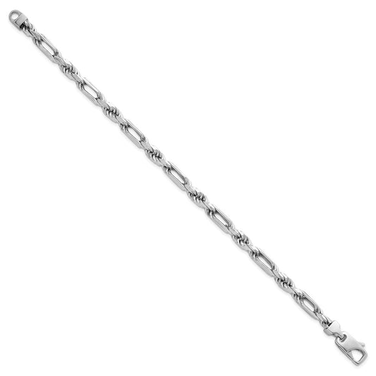 Sterling Silver Rhodium-plated Polished 5.5mm Figaro Rope Chain 8 inch Bracelet QG6929-8