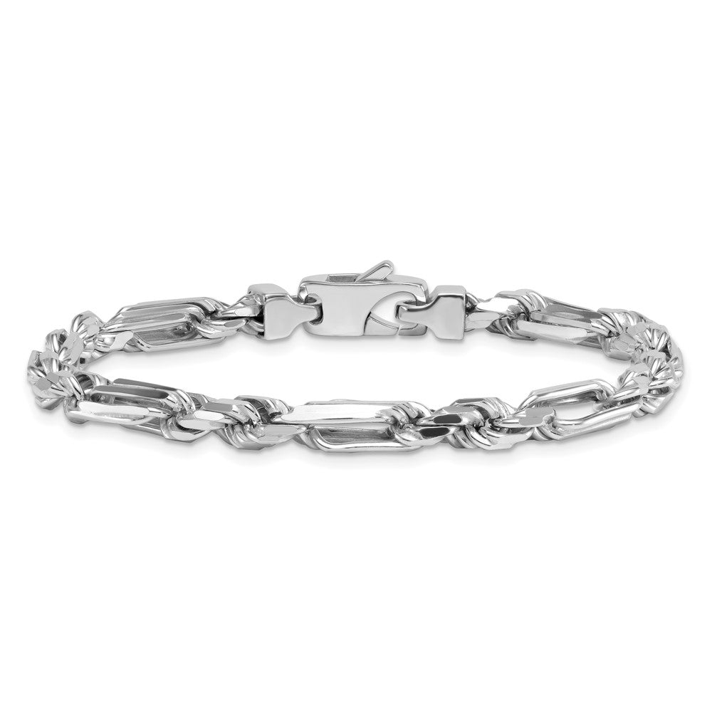 Sterling Silver Rhodium-plated Polished 5.5mm Figaro Rope Chain 8 inch Bracelet QG6929-8
