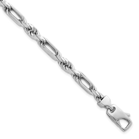Sterling Silver Rhodium-plated Polished 5.5mm Figaro Rope Chain 8 inch Bracelet QG6929-8