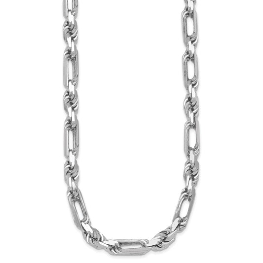 Sterling Silver Rhodium-plated Polished 8.00mm Figaro Rope Chain 20 inch Necklace QG6930-20
