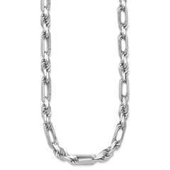 Sterling Silver Rhodium-plated Polished 8.00mm Figaro Rope Chain 20 inch Necklace QG6930-20