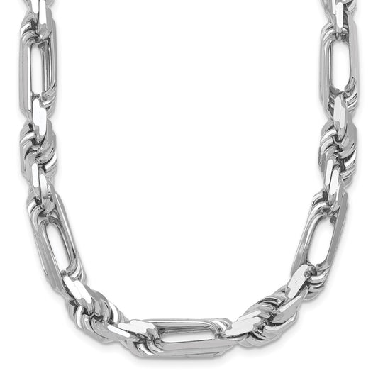 Sterling Silver Rhodium-plated Polished 8.00mm Figaro Rope Chain 20 inch Necklace QG6930-20
