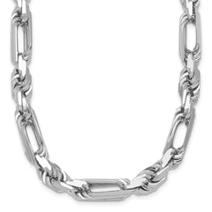 Sterling Silver Rhodium-plated Polished 8.00mm Figaro Rope Chain 20 inch Necklace QG6930-20