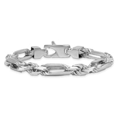 Sterling Silver Rhodium-plated Polished 8.00mm Figaro Rope Chain 8 inch Bracelet QG6930-8