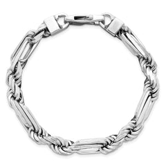 Sterling Silver Rhodium-plated Polished 8.00mm Figaro Rope Chain 8 inch Bracelet QG6930-8