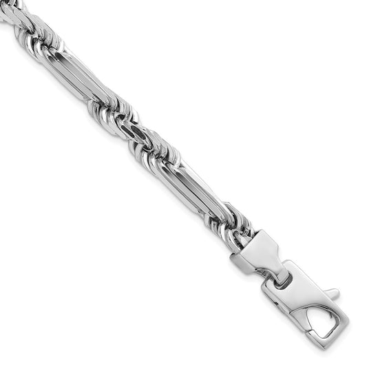 Sterling Silver Rhodium-plated Polished 8.00mm Figaro Rope Chain 8 inch Bracelet QG6930-8
