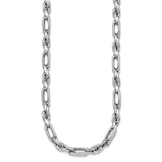 Sterling Silver Rhodium-plated Polished 7.00mm Figaro Rope Chain 19.75 inch Necklace QG6931-20