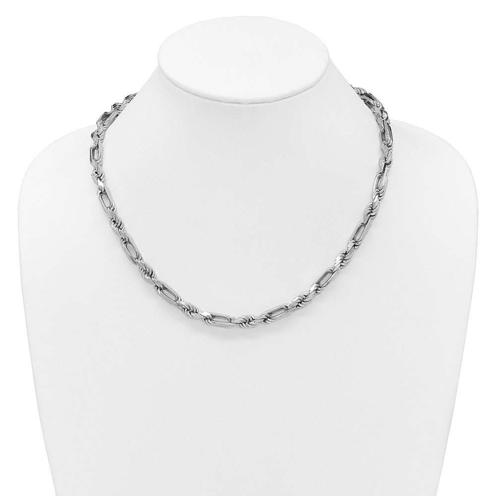 Sterling Silver Rhodium-plated Polished 7.00mm Figaro Rope Chain 19.75 inch Necklace QG6931-20