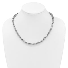 Sterling Silver Rhodium-plated Polished 7.00mm Figaro Rope Chain 19.75 inch Necklace QG6931-20