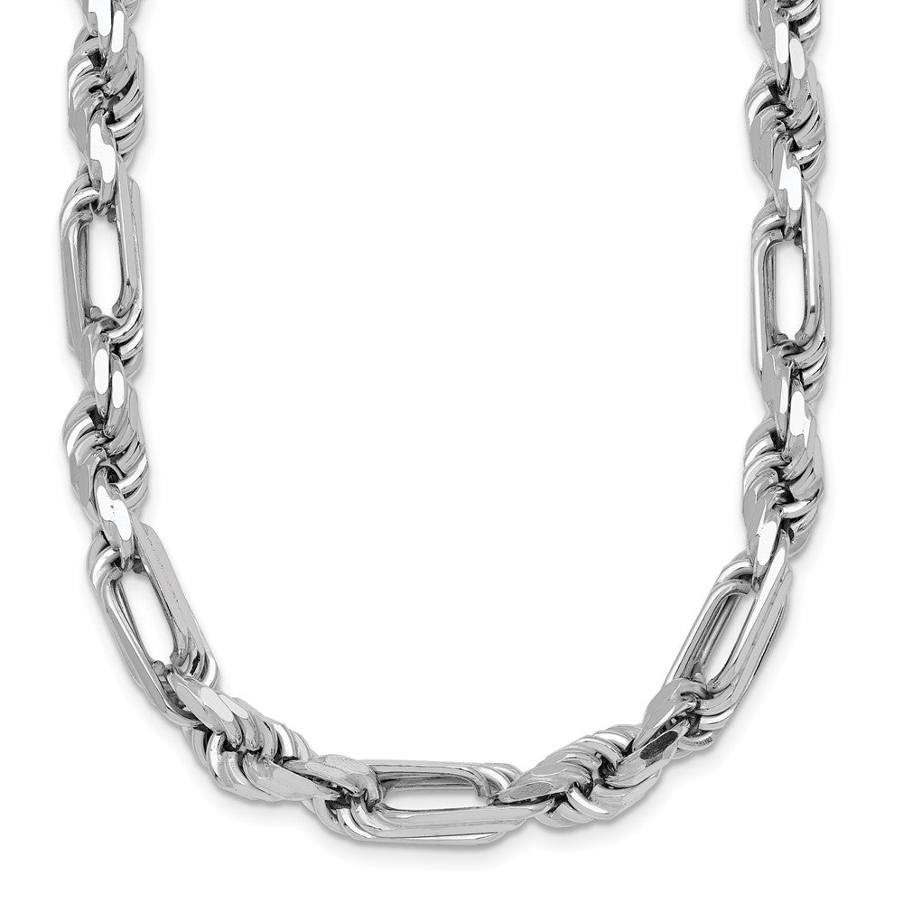 Sterling Silver Rhodium-plated Polished 7.00mm Figaro Rope Chain 19.75 inch Necklace QG6931-20
