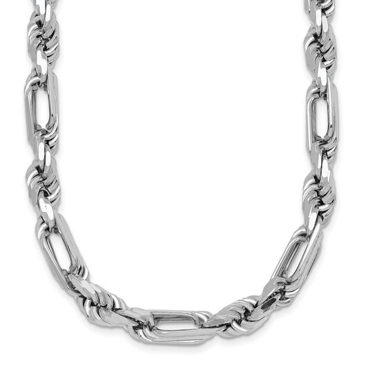 Sterling Silver Rhodium-plated Polished 7.00mm Figaro Rope Chain 19.75 inch Necklace QG6931-20
