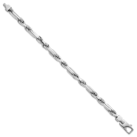 Sterling Silver Rhodium-plated Polished 7.00mm Figaro Rope Chain 8 inch Bracelet QG6931-8