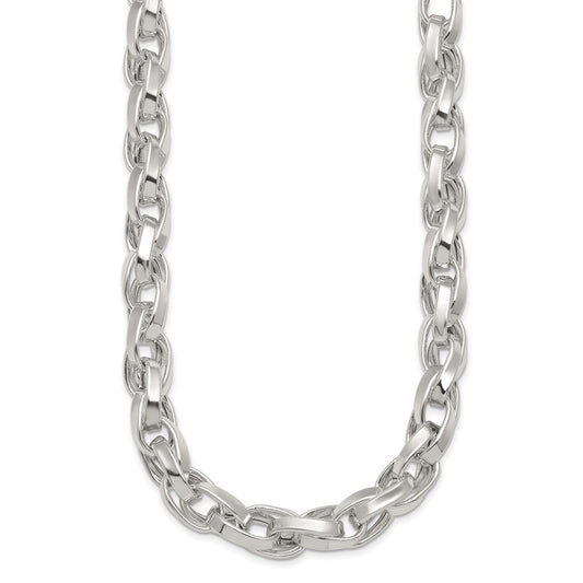 Sterling Silver Polished Double Twisted Link 18 inch Necklace QG6932-18