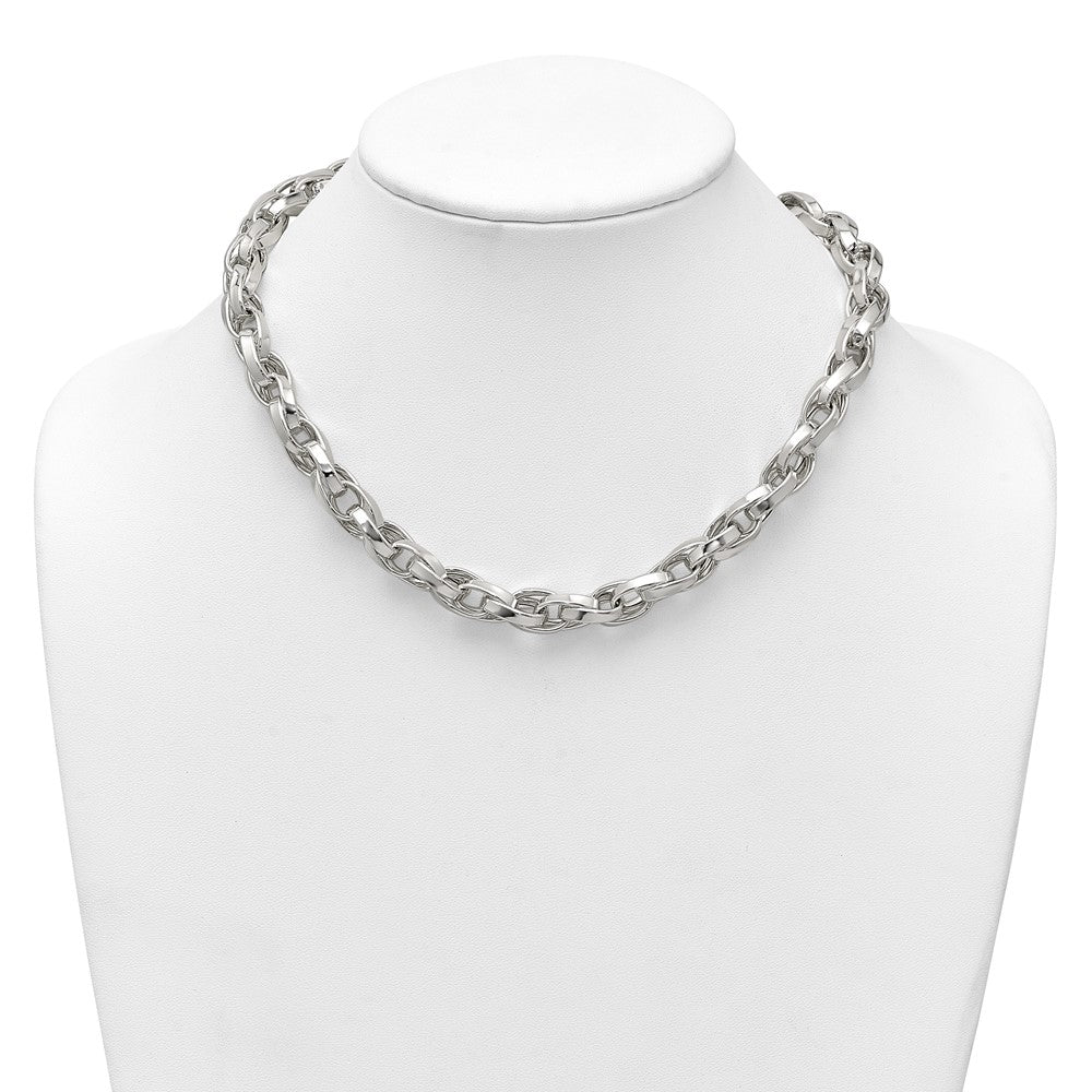 Sterling Silver Polished Double Twisted Link 18 inch Necklace QG6932-18
