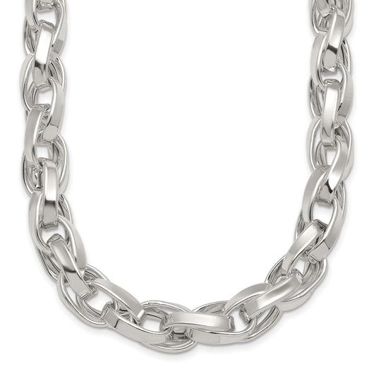 Sterling Silver Polished Double Twisted Link 18 inch Necklace QG6932-18