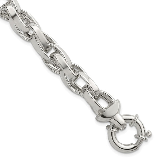 Sterling Silver Polished Double Twisted Link 7.75 inch Bracelet QG6932-7.75