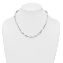 Sterling Silver Rhodium-plated Polished Fancy CZ Paperclip Chain 18 Inch Necklace QG6933-18