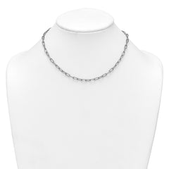 Sterling Silver Rhodium-plated Polished and Twisted Paperclip Link 16 Inch with 2 Inch Extension Necklace QG6934-16