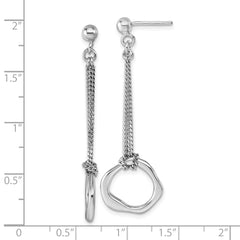 QG6937E Sterling Silver Rhodium-plated Polished Abstract Chain Dangle Post Earrings