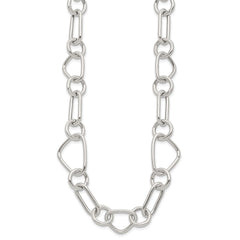 Sterling Silver Polished Triangle Round and Oval Link 17.5 inch Necklace QG6938-17.5