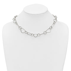 Sterling Silver Polished Triangle Round and Oval Link 17.5 inch Necklace QG6938-17.5