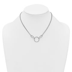 Sterling Silver Rhodium-plated Polished Circle 16 inch with 1 inch extension Necklace QG6939-16